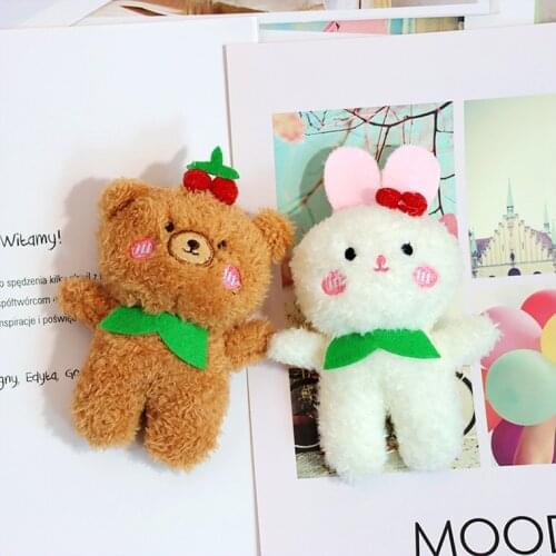 Cute Cherry Bear Rabbit Plush Keychain Anime Car Accessories Keychain Women Keyrings Couple Gift Airpods Bag Pendant Wholesale