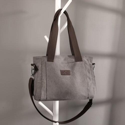 Solid Color Canvas Shoulder Bag For Women Design 2021 Casual Brand Large Capacity Travel Purses And Handbags Crossbody Bags Sac