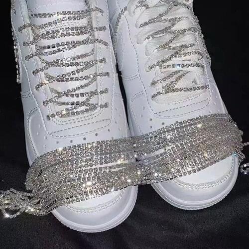 Bling Rhinestone Super Long Tassel Shoe Chains Shoelace AF1 Sneaker Decorations for Women Luxury Crystal Shoes Accessories Ankle