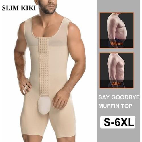Mens Shapewear Bodysuit Full Body Shaper Compression Slimming Underwear Breathable Corset Fitness Butt Lifter Hide Man Boobs