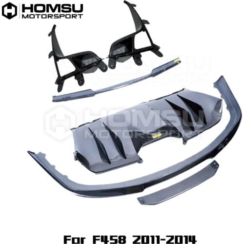 V style FRP Unpainted Car Body Kit Front Rear Bumper Side Skirts Wheel Eyebrows Exhaust Pipes For Ferrari F458 2011-2014