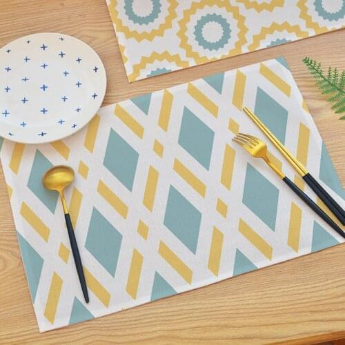 Waterproof and Oil-proof Easy To Take Care of Hotel Dessert Placemat European-style Geometric Yellow Western Placemat