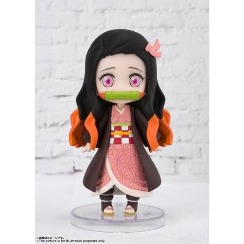 10cm BANDAI Original figuarts mini Kamado Nezuko Anime characters Action PVC Collection Model Toy Anime Figure Toys For Kids