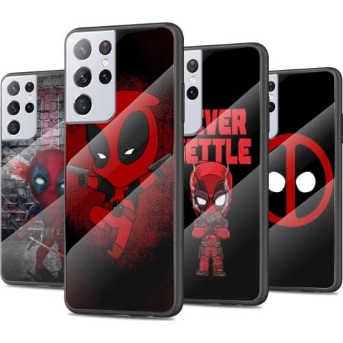 Deadpool Marvel Cartoon Tempered Glass Cover For Samsung Galaxy S21 Plus Ultra M21 M31 M51 A52 A72 Phone Case Coque