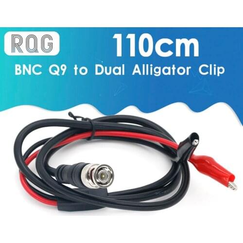 1pcs 110cm BNC Q9 to Dual Alligator Clip Oscilloscope Test Probe Leads Cables Connector Dual Tester Tools for Electrical Working