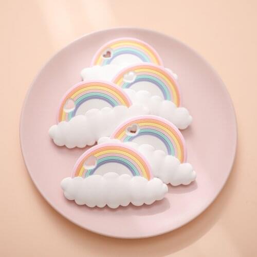 1 PC Baby Teether Food Grade Silicone Teether Rainbow Clouds Rodents Teething Necklace Infant Chewable Toys DIY Gift BPA Free