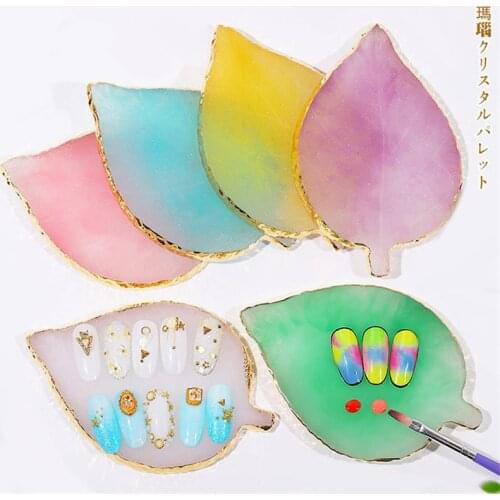 1pc Resin Leaf Gem Stone Gradient Nail Art Palette Acrylic UV Gel Polish Holder Paint Dish Glue Manicure Display Shoot Tool New