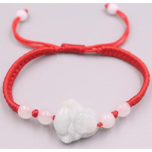 1PCS Real Jade Weave Bracelet For Women Female Lucky Bless Buddha Jade Red Rope Weave Luck Bracelet 16cmL