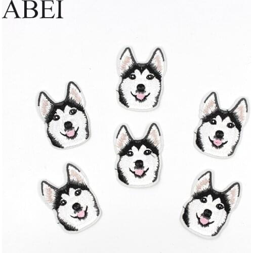 10pcs/lot Iron Husky Dog Patches Embroidered Clothes Applique Coat Motif Badge Diy Stickers Backpack Shoes Coats Sewing Patch