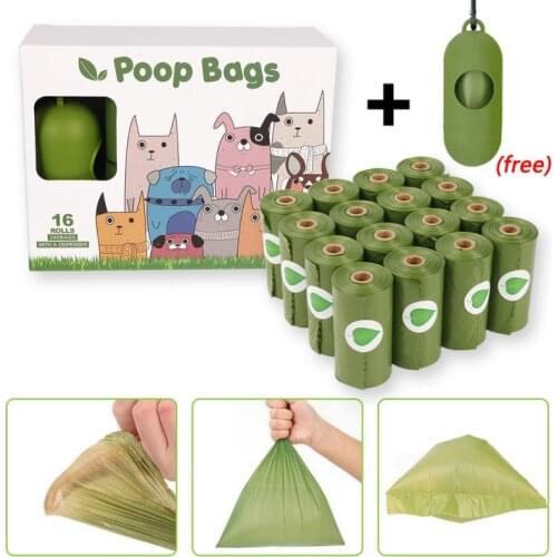 16 Rolls Pure Dog Poop Bag 15 Bags/ Roll Large Cat Waste Bags Doggie Outdoor Home Clean Refill Garbage Bag Pet Supplies