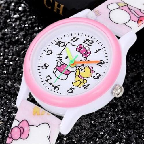 2021 New Pink Simple Children KT Watches Cute Special Kids Clocks Silicone Band Enfant Ceasuir Baby Gift Quartz Watches