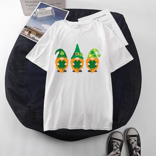 2021 Womens Top Plus Size St. Patricks Day Printed O-Neck Short Sleeve T-shirt Top Summer Oversized Female T-Shirt Harajuku
