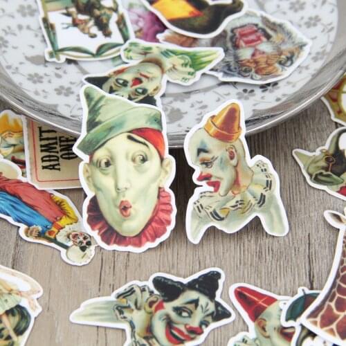 26pcs Waterproof Funny Circus Troup Clown Decorative Scrapbooking Stickers for Crafting Laptop Hydro Flask Mug Cup Gift Decor