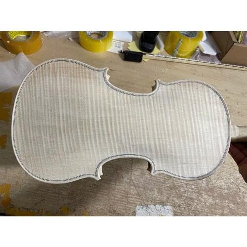 4/4 Unfinished Violin White violin Full Size One piece flame maple Back Spruce Top Hand Made Violin Ebony Fingerboard #3234