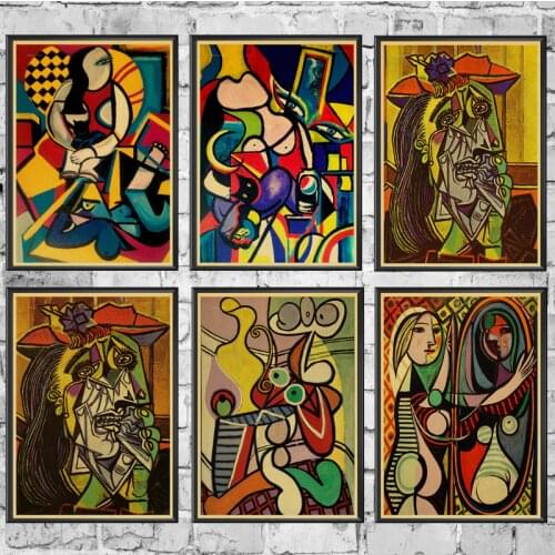 Picasso Abstract Picture vintage poster retro kraft paper vintage poster Home Room Decor wall sticker painting