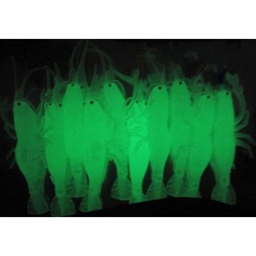 Free shipping 50pcs 45mm 1.1g fishing soft prawn lumnious prawn worm soft lure bait lumnious prawn lure fishing