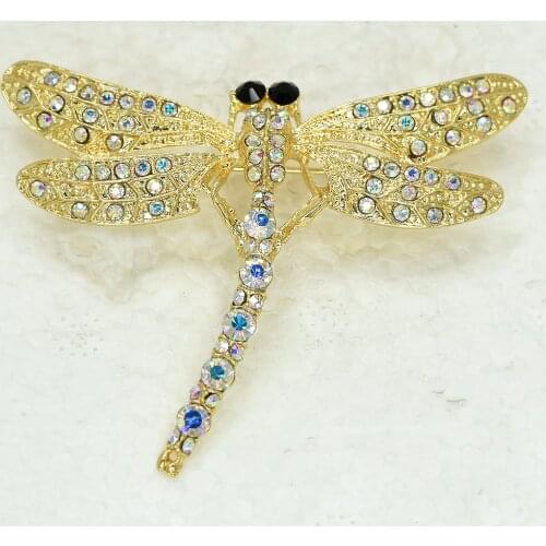 Dragonfly Brooch Clear AB Rhinestone Pin brooches C497 F2