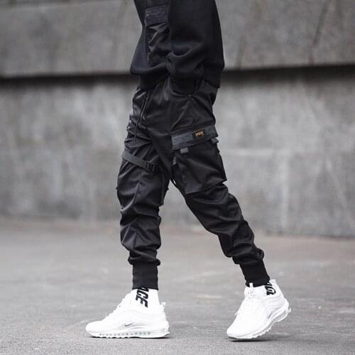 Men Multi-pocket Elastic Waist Design Harem Pant Men Streetwear Punk Hip Hop Casual Trousers Joggers Male Dancing Pant