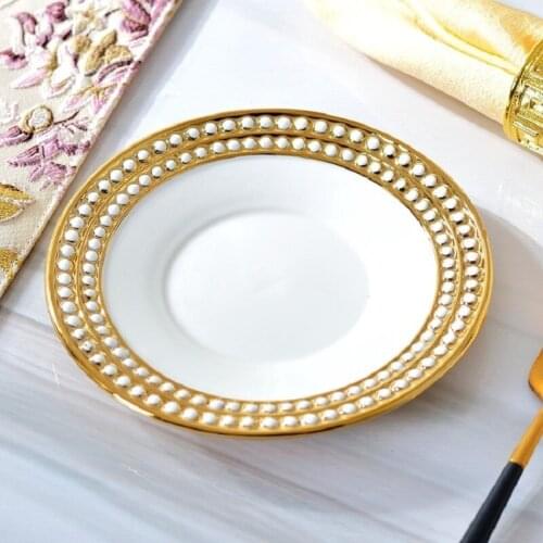 Christmas6-inch European Golden Ball Dish, Western Restaurant Dish, Ceramic Plated Restaurant Dish, 6-inch Spoon Dish