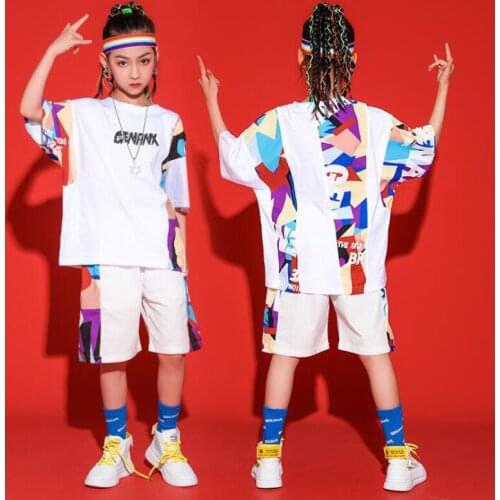 Kids Hip Hop Clothing Concert Outfits Tshirt Streetwear Summer Shorts For Boys Girls Carnival Jazz Show Dance Costumes Clothes