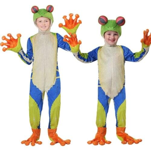 Kids Boys Toddle Baby Frog Prince Cosplay Costume Little Frog Costume Animal Jumpsuit Fancy Dress Carnival Halloween Costumes