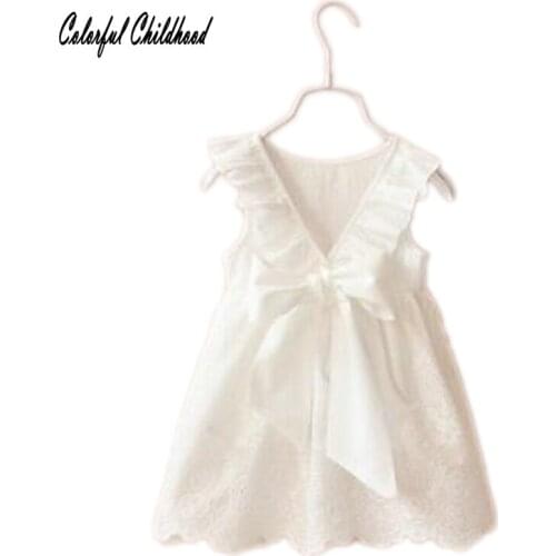 Toddler Girls Princess Summer Party Dress Bow Cute New Baby Sleeveless Kids Sweet Dresses For Girls V-Neck child Clothes 2-7t