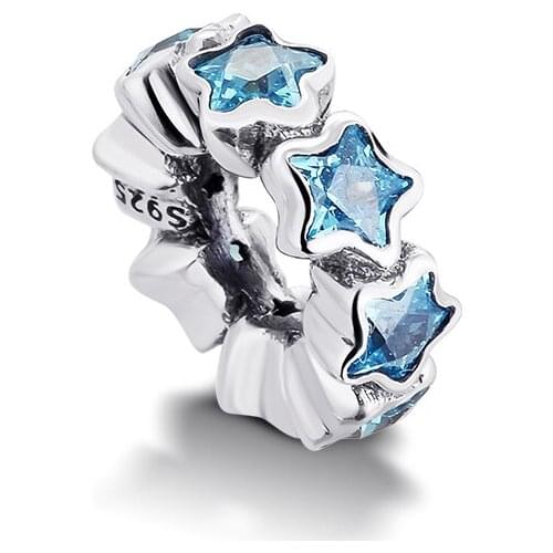 DIY Fits for Pandora Charms Bracelets Starshine Beads with Blue Cubic Zirconia 100% 925 Sterling-Silver-Jewelry Free Shipping