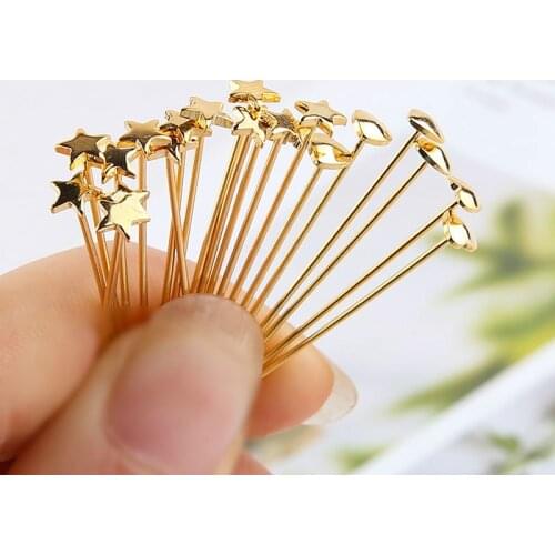DIY hand jewelry accessories high quality copper plated real gold love Pentagram star t-needle jewelry needle earrings material