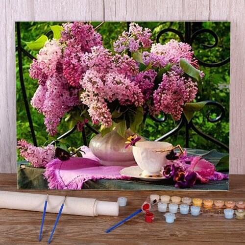Flowers Purple DIY Paint By Numbers Package Oil Paints 50*70 Picture By Numbers Photo Decoration For Adults Handiwork