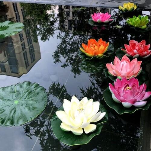 3 Pcs Floating Lotus Mixed Color Artificial Flower Lifelike Water Lily Micro Landscape for Wedding Pond Garden Fake Plants Decor