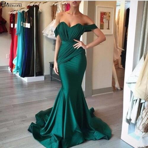 Emerald Green Evening Dresses Long Sweetheart Pleat Satin Mermaid Formal Evening Gowns 2020 abiye gece elbisesi