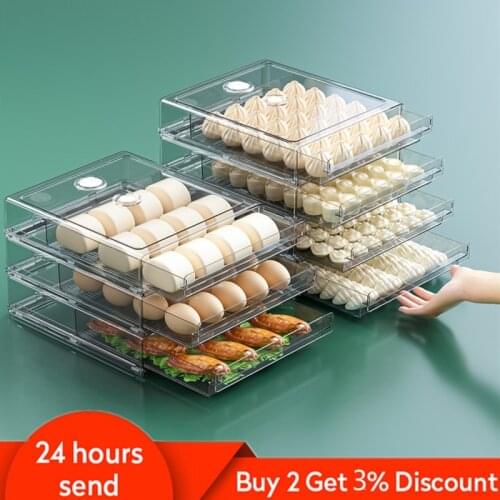 Timekeeping Frozen Storage Box Refrigerator Fresh-keeping Tray Stacked Kitchen Food Organizer Dumpling Mold Storage Container
