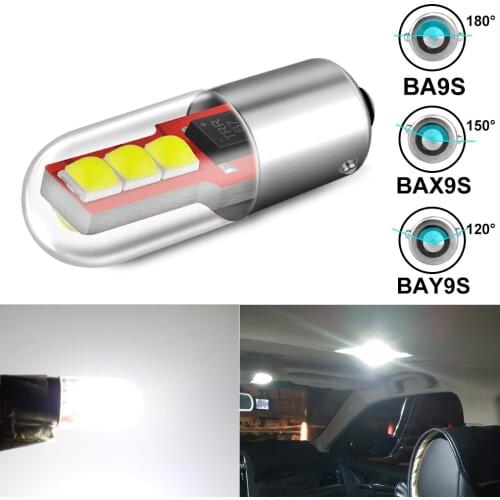 2Pcs Canbus BA9S BAX9S H21W BAY9s T10 W5W LED Bulbs H6W T4W Car Reverse Lights Auto Parking License Plate Dome Interior Lamps