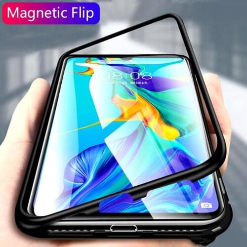 Magnetic phone case for huawei P20/20pro/P30 P30pro mate20/20pro/ Adsorption Tempered Glass Back Panel Cover Cell Phone Cases