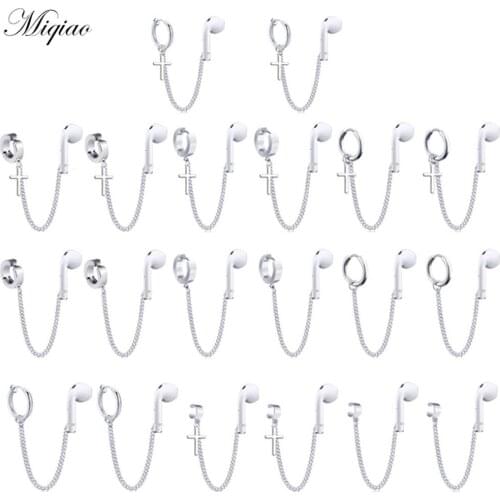 Miqiao 2pcs Fashionable and Exquisite Stainless Steel Wireless Bluetooth Headset Anti-lost Earrings