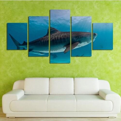 Home Decoration Canvas Cuadros Painting 5 Pieces HD Prints Shark Animal Wall Art For Living Room Modular Pictures Artwork Poster