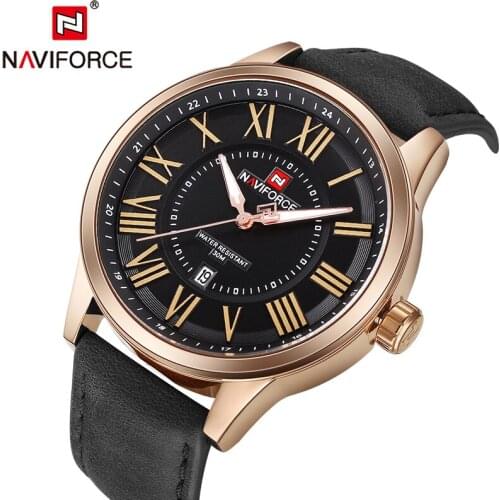 NAVIFORCE 2019 Original Brand Men Quartz Watches Roman Numerals Men Clock PU Starp Luxury Male Business Waterproof Wrist Watch