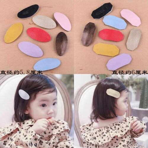 Newest 10pcs 30pcs PU Fabric Decorated Oval Round Rectangle Jewelry Clips Hair Jewelry Headband Baby Kids Clip Pin Ornament DIY