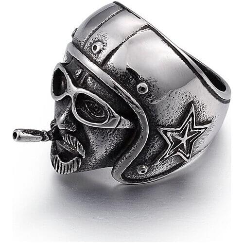 New retro mens titanium steel ring soldier head baseball cap Uncle Cigarette