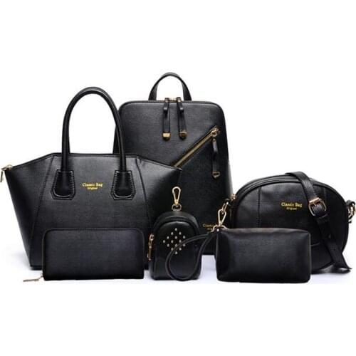 2019 New Arrival 6 Set Leather Handbags Women Office Bag Composite Bag Women Shoulder Bag+Designer Handbag+Day Clutches+Wallet