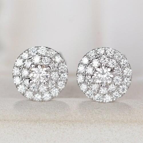 Luxury Female Crystal White Zircon Stud Earrings Boho Rose Gold Color Double Earrings Vintage Wedding Earrings For Women Jewelry