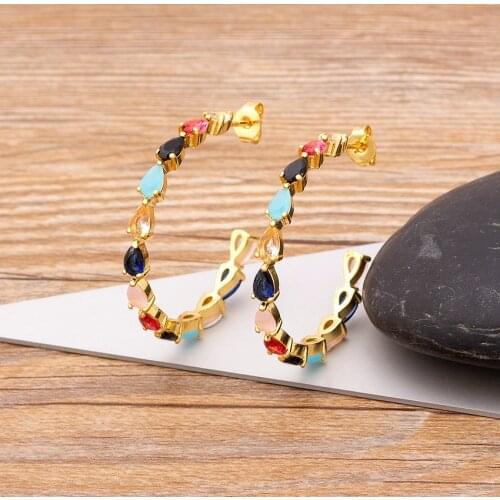 New Boho Fashion Hoop Colorful Big Circle Earings Geometric Decoration Jewelry Fine Party Wedding Anniversary Gifts For Women