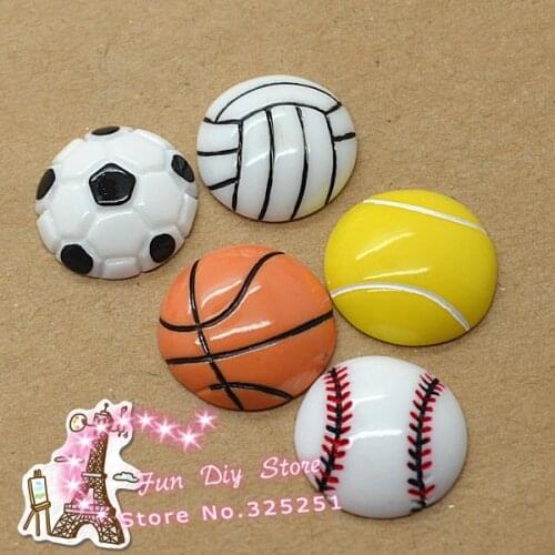Wholesale resin basketball volleyball flat back cute small crafts 50pcs 14mm mix style