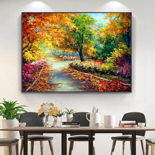 Landscape Scenery Golden autumn DIY 11CT Cross Stitch Embroidery Kits Craft Needlework Set Cotton Thread Printed Canvas HomeSale