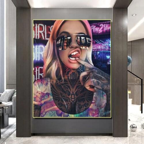 Hip Hop Girl Tattoo Posters and Prints Sexy Bad Girl Canvas Painting Wall Art Picture Cuadors for Living Room Home Decoration