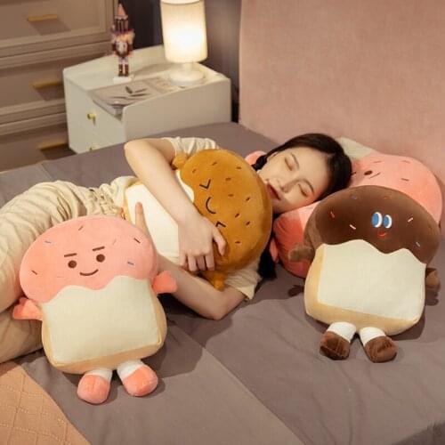 1pc 40/60cm Lovely Toast Bread Plush Toys Kawaii Chocolate Bread Pillow Soft Stuffed Dolls Home Decor Sleeping Cushion Nice Gift