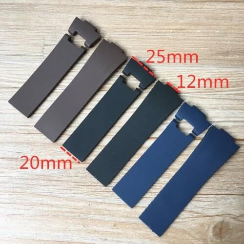 25*12mm Black Brown Blue Waterproof Silicone Rubber watch band Wrist WatchBand Belt For Ulysse Nardin strap Bracelet