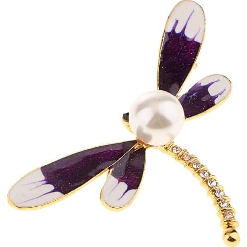 Dragonfly Rhinestone Pearl Brooch Pins Clothe Accessories Jewelry for Girl Women Gifts Birthday