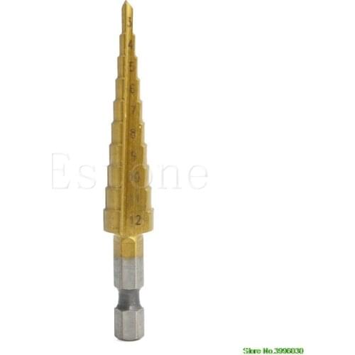 1Pcs Titanium HSS Steel Step Drill Bit Hole Cutter Tool 3-12mm 4-20mm 4-32mm