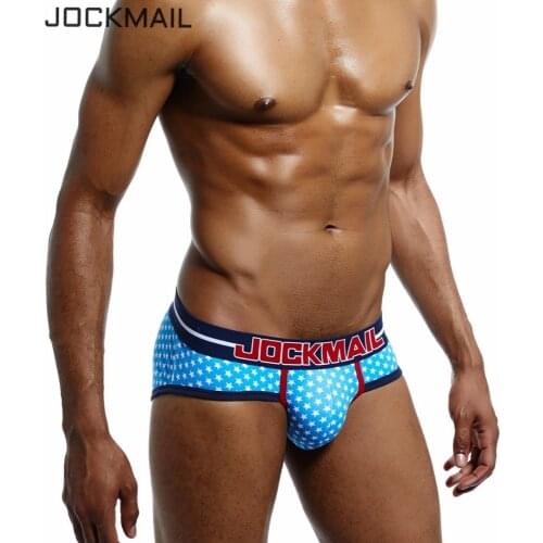 JOCKMAIL Brand 4 Value Packs Men Underwear Briefs Cotton Sexy Star printing Men Bikini Briefs Gay Male Panties Man Sleepwear